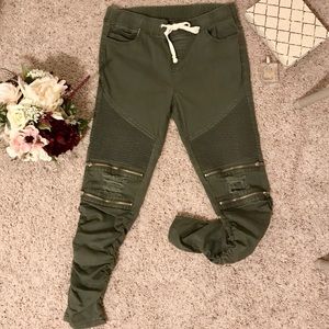 Olive Green Moto Pants
